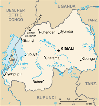 Rwanda is bordered with the Democratic Republic of Congo to the west, Uganda to the north, Tanzania to the east, and Buruni to the south