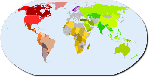 World map shows many countries around the world have indigenous peoples