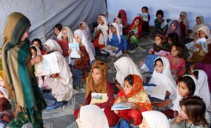 A makeshift girls' school in Bajaur. Credit: Ashfaq Yusufzai/IPS 