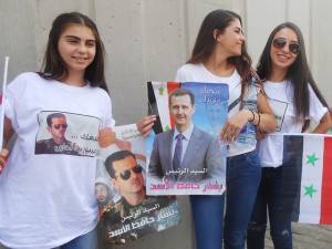 Syrian supporters of President Bashar al-Assad at Beirut's Syrian embassy. Children and elderly alike went to lend their support and cast their votes. Credit: Eva Bartlett/IPS.JPG
