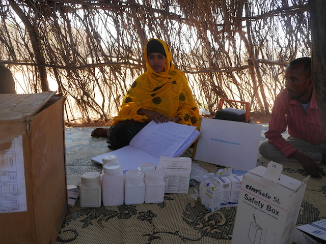 A mobile doctor writes up her notes. She is part of a Mobile Health and Nutrition Team, one of 51 across the Ethiopia's Somali Region, funded and supported by United Nations Children's Fund and other NGOs. Credit: William Lloyd-George/IPS 