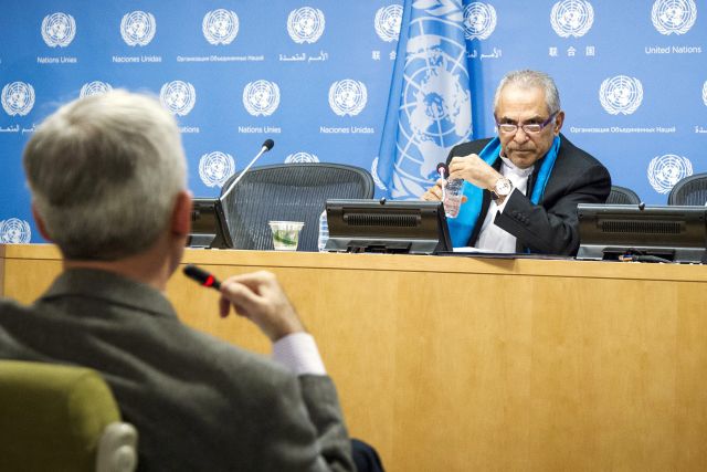 José Ramos-Horta (right), Chair of the High-level Independent Panel on Peace Operations, briefs journalists. Credit: UN Photo/Loey Felipe