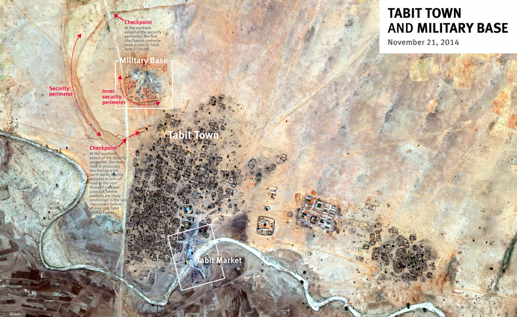 Satellite Image of the town of Tabit, Sudan. Credit: Human Rights Watch.