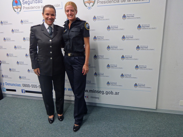 The deputy inspector of the airport security police, Silvia Miers, left, and Marina Faustino, an Argentine federal police "principal", talked to IPS about their experiences in the security forces, before and after the implementation of a gender equality strategy. Credit: Fabiana Frayssinet/IPS