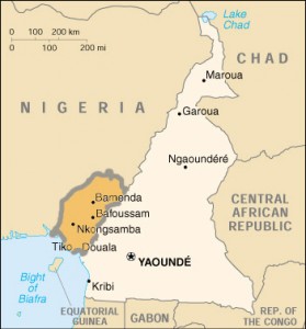 Map showing location of Southern Cameroons (highlighted). Credit: Wikimedia Commons Public Domain