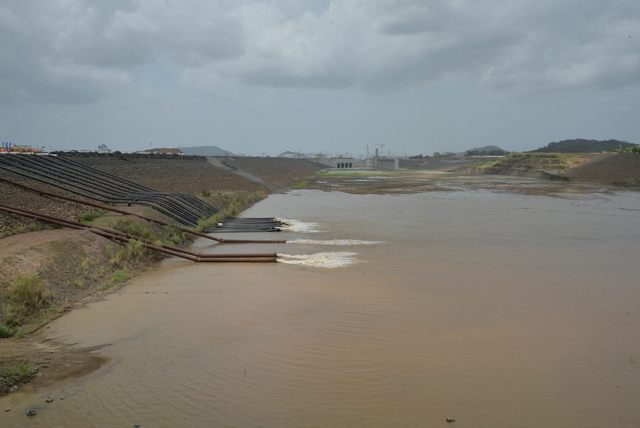 The flooding of the new locks of the expanded Panama Canal began in Cocolí, on the Pacific side. The monumental project is 90 percent complete, and the expanded canal should be operating by early 2016. Credit: Courtesy of the Panama Canal Authority