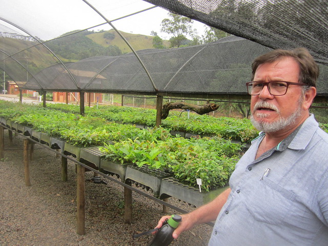 Arlindo Cortês, head of environmental management at Extrema's Secretariat of the Environment, stands in the nursery where seedlings are grown for reforestation in this municipality in southeastern Brazil. &amp;quot;Building reservoirs does not ensure water supply if the watershed is deforested, degraded, sedimented. There will be floods and water shortages because the rainwater doesn't infiltrate the soil,&amp;quot; he explains. Credit: Mario Osava/IPS