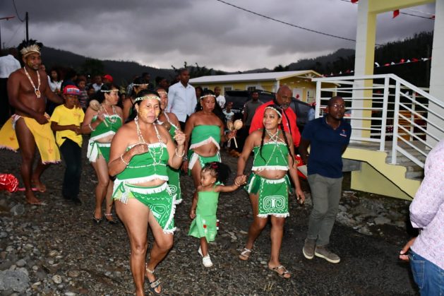 Members of Dominica’s Kalinago community, the largest indigenous group in the Eastern Caribbean, on a tour with government officials at a recent event in the Kalinago Territory. Courtesy: Alison Kentish