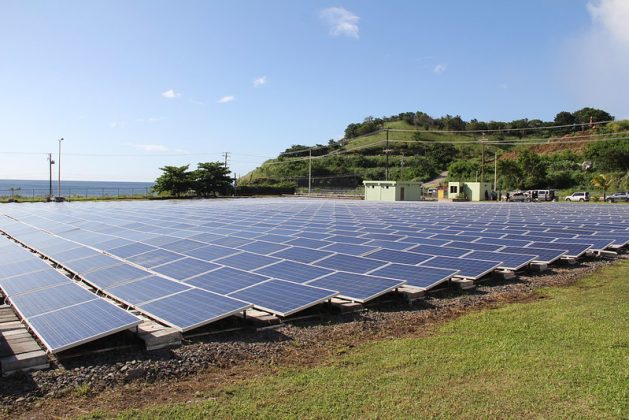 Photovoltaic panels on St. Vincent and the Grenadines. Of the trillions of dollars set aside for COVID-19 recovery, a small percentage has been used in green recovery initiatives according to a United Nations Environment Programme (UNEP) report. Credit: Kenton X. Chance/IPS
