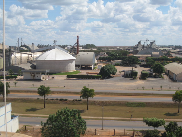 The silos and warehouses in Lucas do Rio Verde, one of the soybean capitals in the state of Mato Grosso in northern Brazil, reflect the strength of local agriculture, which drives the country's soybean, corn and cotton production.  Credit: Mario Osafa / IPS
