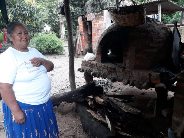 Aida Valdez stands outside her home in the Guaraní indigenous community of Yariguarenda, in northern Argentina, in front of the wood-burning oven she uses to cook - an example of energy poverty in vulnerable rural communities in Latin America. CREDIT: Daniel Gutman/IPS