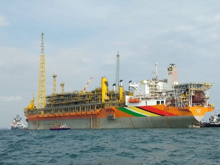 The oil production vessel Liza Destiny is used by Exxon to develop oil fields under Atlantic waters that Guyana has not yet definitively demarcated with neighboring Venezuela. CREDIT: SBM Offshore