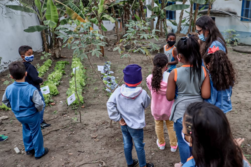 From a young age, students grow vegetables for their own lunches at the Patricia Acioli School. As it is a full-day school, where students attend for eight hours, they receive four meals: breakfast, lunch and two snacks. CREDIT: Secom/Itaboraí