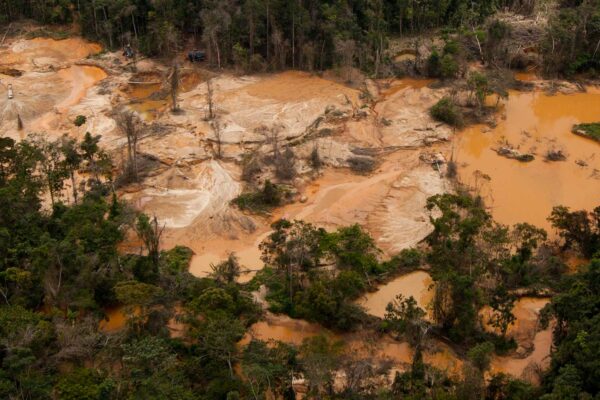 Hundreds of informal and illegal gold mines deforest land, damage the soil, pollute the water with mercury and exploit indigenous and other workers under forms of modern slavery in Venezuela’s Amazon rainforest. CREDIT: RAISG