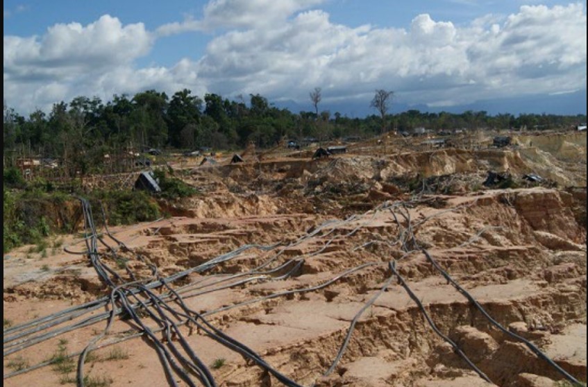 A view of the damage caused by uncontrolled mining in an area of southern Venezuela. CREDIT: SOS Orinoco/RAISG