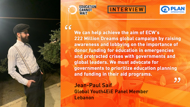 Jean Paul Saif - ECW Interviews Three Inspiring #Youth4EiE Advocates on International Youth Day — Global Issues