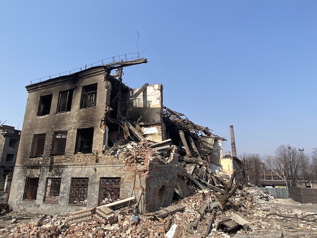 A destroyed residential building in Dnipro. Credit: World Food Programme