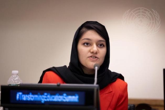 Aisha Khurram, a youth advocate from Afghanistan, told the Transforming Education Summit that despite suicide bombings and terrorist attacks, she continued her education. She reminded delegates that education was important as food, water, and shelter to young people.
