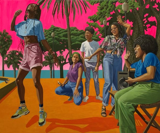 For two months over the summer, Caribbean-American artist Delvin Lugo presented his first solo show in New York City, exhibiting large, vibrant canvases at High Line Nine Galleries on Manhattan’s West Side and featuring queer communities in his homeland, the Dominican Republic