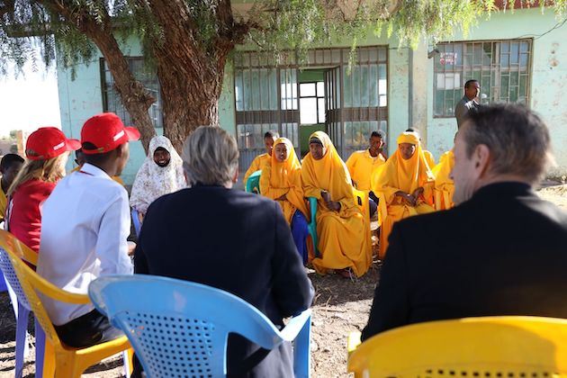 The high-level delegation saw gender clubs and other innovation programs in action during their visit to ECW-supported schools in Ethiopia.  Credit: ECW
