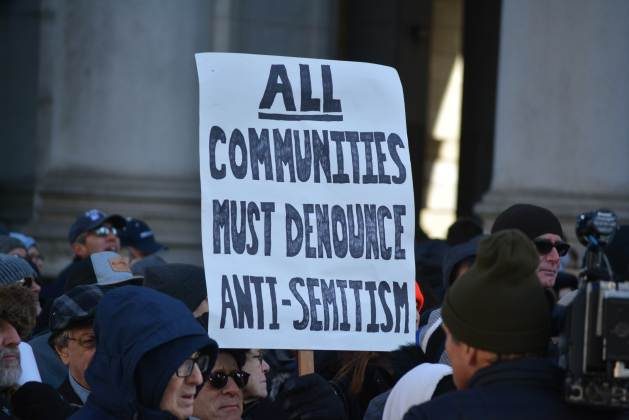 New York City, January 5, 2020: People marching from Manhattan to Brooklyn against the rise in antisemitism in New York. Antisemitic incidents reached an all-time high in the United States in 2021. Credit: Shutterstock.