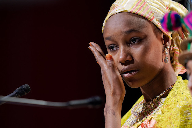 Nafisa from Nigeria reminded delegates at the Education Cannot Wait High-Level Financing Conference held in Geneva that the climate emergency is a child’s rights issue. Credit: ECW