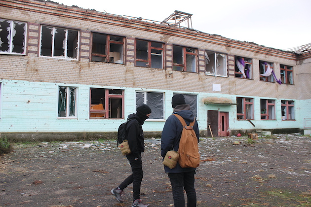 Ukrainian officials say 65,000 war crimes have been registered since the war began nearly a year ago on February 24, 2022. This photo shows some damage in the Novopetrivka, Kherson region.  Credits: Nychka Lishchynska