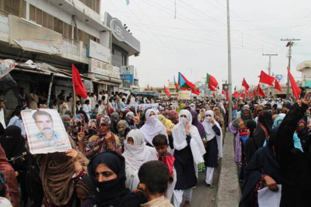 Very gradually, women are also claiming their place in the streets of Balochistan.  Photo: Courtesy of BSO Azad