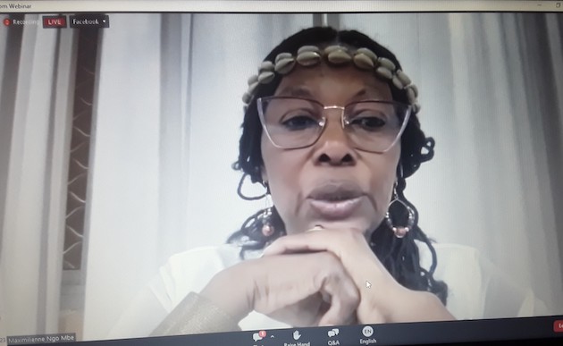 Maximilienne Ngo Mbe du Cameroun est l'un des défenseurs des droits humains les plus prolifiques d'Afrique.  Elle a parlé de la nécessité de créer des espaces sûrs pour les défenseurs des droits des femmes.  Photo Joyce Chimbi.jpg