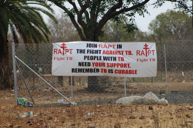 A public awareness banner about tuberculosis on a fence in the Hope Fountain area, Bulawayo, Zimbabwe. Credit: Busani Bafana/IPS