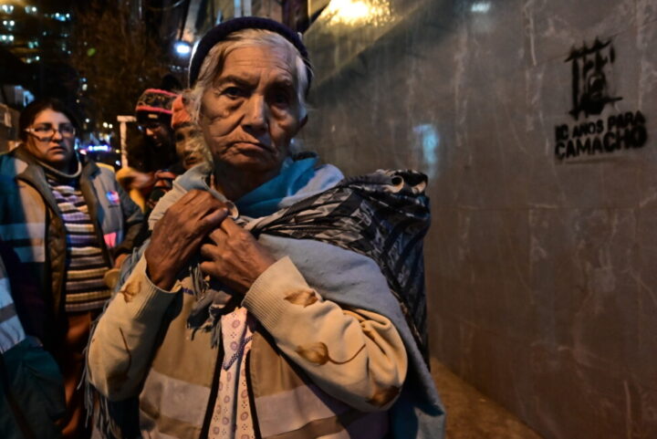 Leonor Colque Rodríguez, 78, wearily ends her night shift collecting recyclable waste in Sopocachi, an area in La Paz, Bolivia. She has been working for 40 years as a &quot;grassroots recycler&quot; and is the head of her household. CREDIT: Franz Chávez / IPS