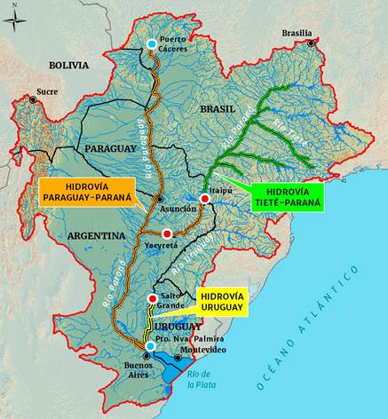 Map of the Paraguay-Parana waterway. CREDIT: Afip