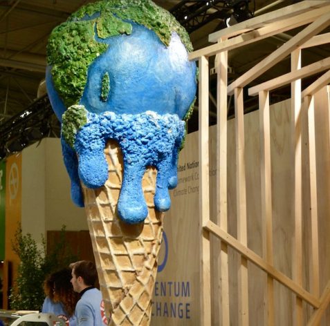 COP 15 in Paris. A reminder of global warming and glacier melting. Credit: Alison Kentish/IPS