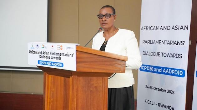 Donatille Mukabalisa, Speaker of Rwanda's Chamber of Deputies, is convinced that the demographic dividend presents a unique opportunity for Africa to drive economic growth and poverty reduction. Credit: APDA