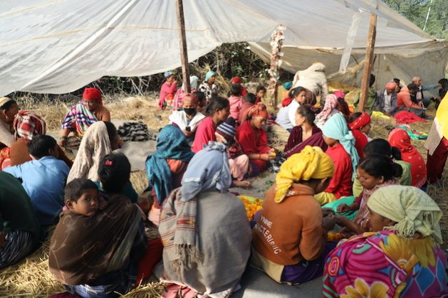 Earthquake-affected families in Chamakhet village, Jajarkot, are staying in temporary shelters. Credit: Barsha Shah/IPS