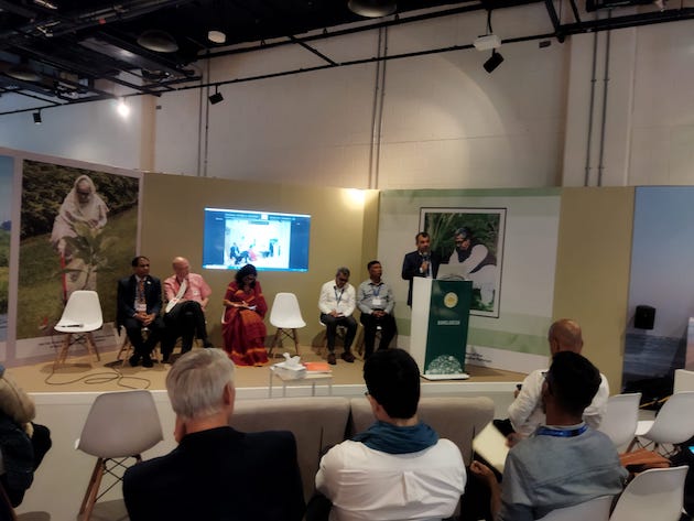 Saber Hossain Chowdhury, Special Envoy for Climate Change, Prime Minister’s Office Bangladesh, addresses an event on climate change at Bangladesh pavilion at COP28 in Dubai. Credit: Umar Manzoor Shah/IPS