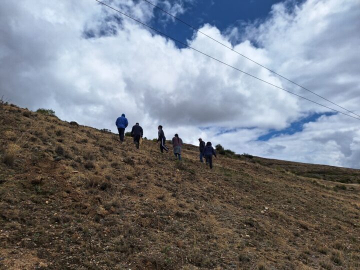 Peasant farmers from the area of Cunucunca, in the community of Muñapata in the southern Peruvian department of Cuzco, climb to more than 3,100 meters above sea level on their way back to their homes after having walked along different sections of the infiltration ditches reforested with native plants, initiatives carried out in response to the loss of their springs and other water sources due to climate change. CREDIT: Mariela Jara / IPS