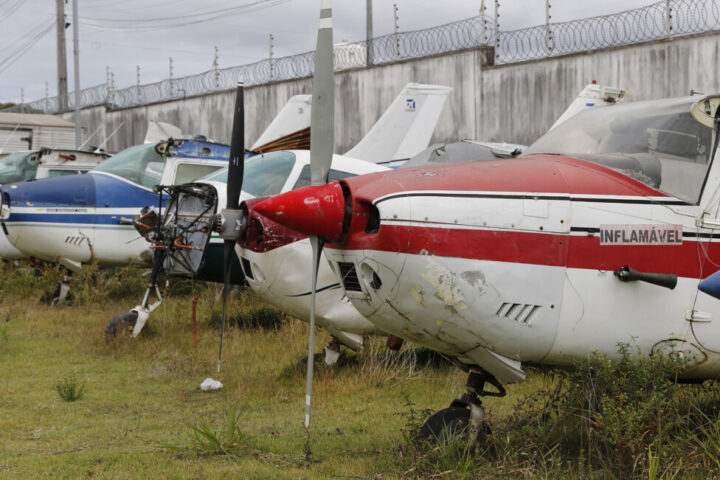 Small airplanes seized by police and environmental authorities were at the service of illegal miners in Roraima, an Amazonian state in the extreme north of Brazil. This is where most of the Yanomami Indians live, currently the main victims of illegal, mechanized mining. CREDIT: Federal Police