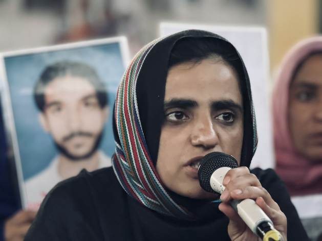 Mahrang Baloch during a speech in the centre of Islamabad. This young doctor has become a symbol for people who have been so retaliated against. Credit: Credit: Baloch Yakjehti Committee