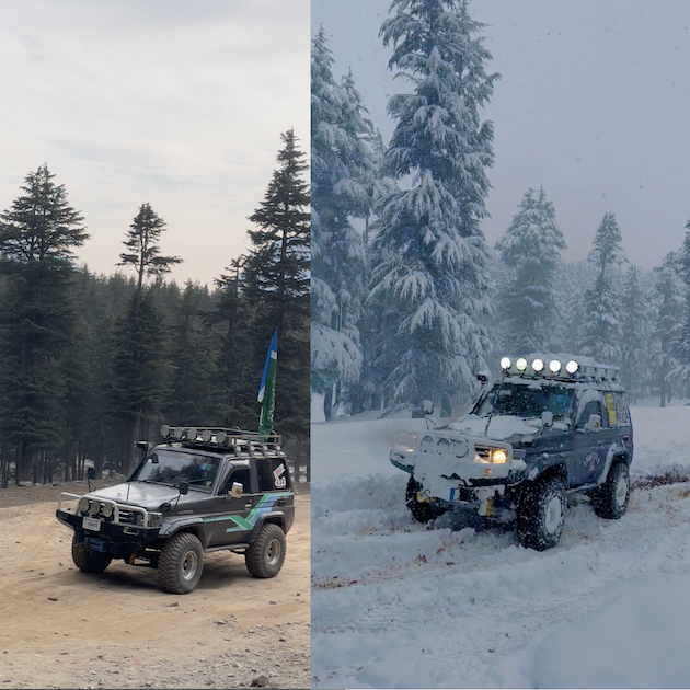 Snow falls have been late this year as these photos of a Jeep in Shahi Ground in Kalam, Swat, Khyber Pakhtunkhwa taken in January 2022 and 2024 show. Credit: Khalil Wahab
