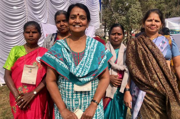 Sheelu, president of the Women’s Collective, with member women farmers who are striving for food security through nature-based farming and crop diversification in Tamil Nadu. Credit: Tanka Dhakal / IPS - Food Justice: Quest for Addressing Planetary Health and the Global Food Crisis