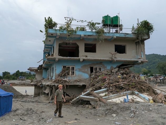 A house damaged by the Rasuwa flood. Credit: Brandon Kohrt